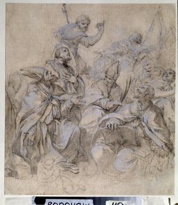 Fresco Preparatory Drawing for the Santa Maria del Popolo Church in Rome by Carlo Maratta or Maratti