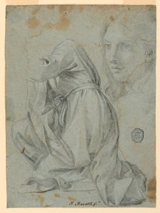 Studies: The Cloth of a Kneeling Woman. The Head of a Young Woman by Carlo Maratti
