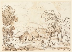 A Peasant’s Dwelling and a Castle in Mountainous Countryside by Carlo Marchionni