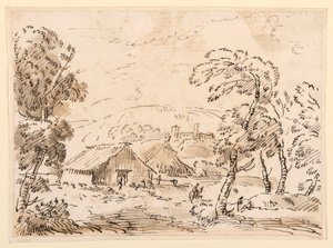A Peasant’s Dwelling and a Castle in Mountainous Countryside, 1762-1786 by Carlo Marchionni