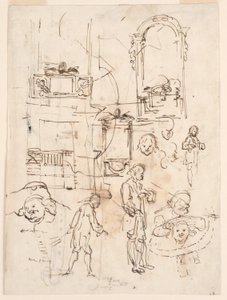 Architectural and Figural Sketches, ca. 1760 by Carlo Marchionni
