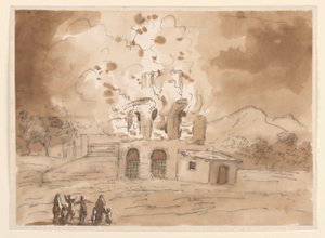 Landscape with a Burning Tower, ca. 1780 by Carlo Marchionni