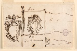 Three Sketches for a Standard of Pope Benedict XIV, 1740-58 by Carlo Marchionni