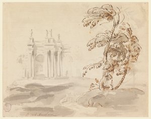 Tree in Landscape with Building, 1756–78 by Carlo Marchionni
