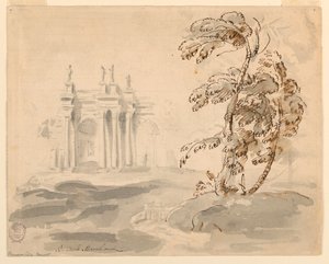 Tree in Landscape with Building, 1756–78 by Carlo Marchionni