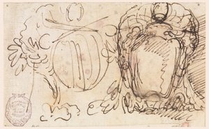 Two escutcheons for coat of arms of Pope Benedict XIV, 1740–58 by Carlo Marchionni