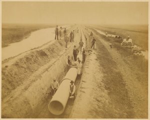 Aqueduct of Venice (new conduit). Embankment construction site by Carlo Naya