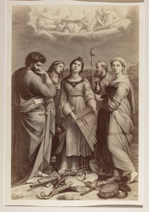 Ecstasy of St. Cecilia, engraving by an unknown author after Raphael (1483-1520) by Carlo Naya