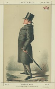 Lord Stanley, He speaks with one party and acts with the other, 26 June 1869, Vanity Fair cartoon by Carlo Pellegrini