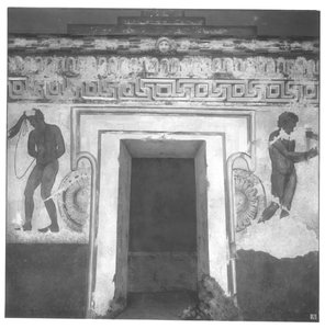 Caile Vipinas, reconstruction of the Etruscan wall painting in the Francois Tomb at Vulci of c.320-280 BC by Carlo Ruspi