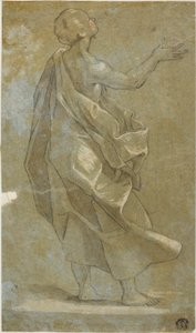Standing Draped Male Figure with Raised Right Arm
