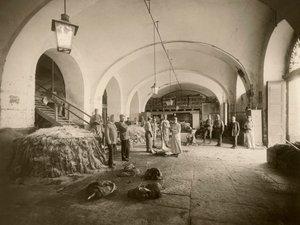 Interior of the Military Leather Deposit, during the Great War (b/w photo) by Carlo Wulz