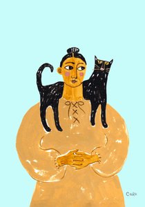 Folk Art Cat Companion