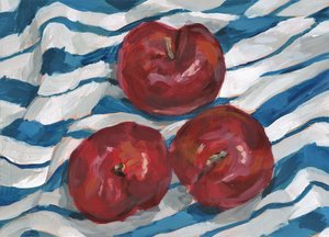 Fresh Apples on Stripes by Carrie Arnold