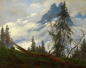 Mountain Peak with Passing Clouds