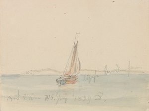 Sailboat in front of Mon by Caspar David Friedrich