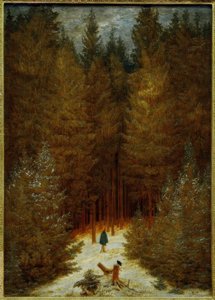 The Chasseur in the Forest (A Snowy Pine Forest, Pine Trees) by Caspar David Friedrich