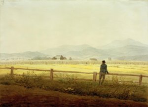 Mountain Landscape with Figure (Schmiedeberger Ridge) by Caspar David Friedrich