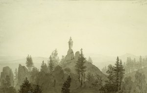 Statue of the Madonna in the Mountains by Caspar David Friedrich