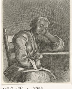 Sleeping Girl at Table by Caspar Jacobsz. Philips