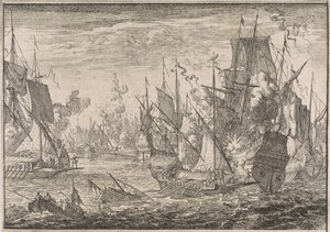 Naval Battle Between Turkish Warships and Galleys of the Knights of Malta, 1644