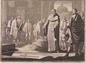 Saint Bernard Contemplates an Open Grave by Caspar Luyken