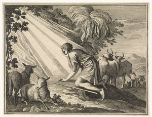 Moses Kneels at the Burning Bush by Caspar Luyken