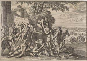 Spanish Soldiers Being Loaded onto Carts and Taken Away, 1641 by Caspar Luyken