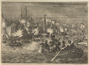 Spanish Fleet on the Scheldt Conquered and Burned by the Dutch, 1631 by Caspar Luyken