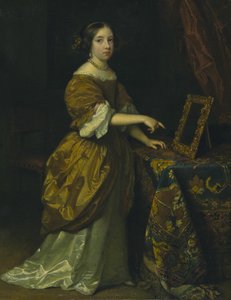 Girl Standing Before a Mirror by Caspar Netscher