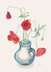 Red Poppies Blue Vase