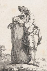 Peasant Leaning on a Sack of Grain by Catherine Francoise Beauvarlet