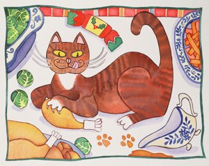 Christmas Cat and the Turkey by Cathy Baxter