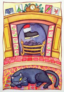 Santa Arriving Down the Chimney by Cathy Baxter