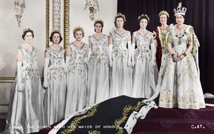 HM Queen Elizabeth II with her Maids of Honour, The Coronation, 2nd June 1953