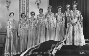 HM Queen Elizabeth II with Her Maids of Honour, The Coronation, 2nd June 1953