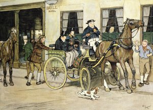 The Pickwickians start from the Bull Hotel at Rochester