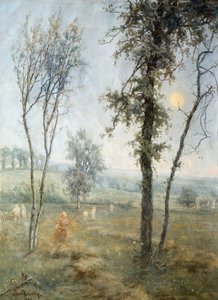 Haymaking by Moonlight by Cecil Gordon Lawson