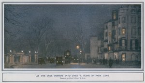 As the dusk deepens into dark - a scene in Park Lane by Cecil King