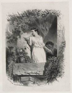 On the Balcony by Celestin Francois Nanteuil