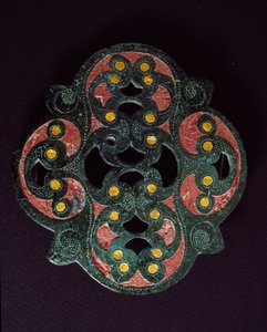 Celtic Art: Pierced Bronze Plate with Encrustation of Enamel. 1st Century AD. From Paillard (Oise). Breteuil, Archeological Museum