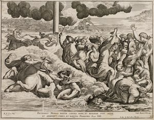 The Israelites crossing of the Red Sea after fresco by Raphael