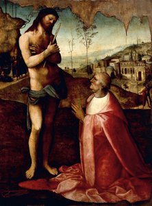 Christ Suffering and Cardinal Oliviero Carafa in Prayer by Cesare da Sesto