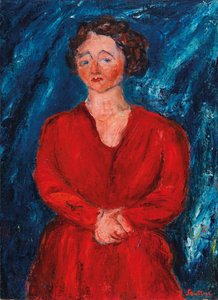 The Woman in Red on Blue Background, ca 1928 by Chaim Soutine