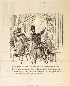 The police commissioner demands the address of the models to bury them, 1877 by Cham