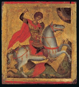 Icon of St. George on Horseback, Slaying the Dragon by Chanter Angelos Akotandos