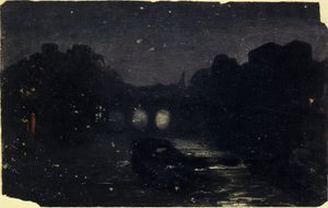 Night Effect on the Banks of the Seine by Charles Emile Cuisin