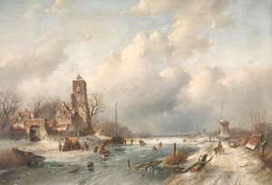 Winter Scene by Charles-Henri-Joseph Leickert