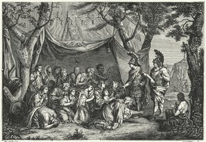 The Queens of Persia at the Feet of Alexander (engraving) by Charles (after) Le Brun