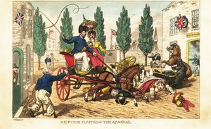 Midshipman Newcome crashes his gig into the admiral’s two-horse carriage in Gosport